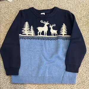 Janie and Jack 2T Navy and Light Blue Deer Sweater like new